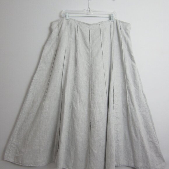 J Jill Womens Plus 22 Gray Silver Linen Metallic Panel Midi Flare Skirt Classic - Picture 4 of 13
